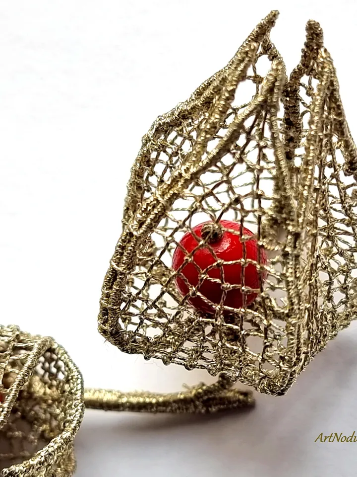 Golden Lace Physalis Brooch