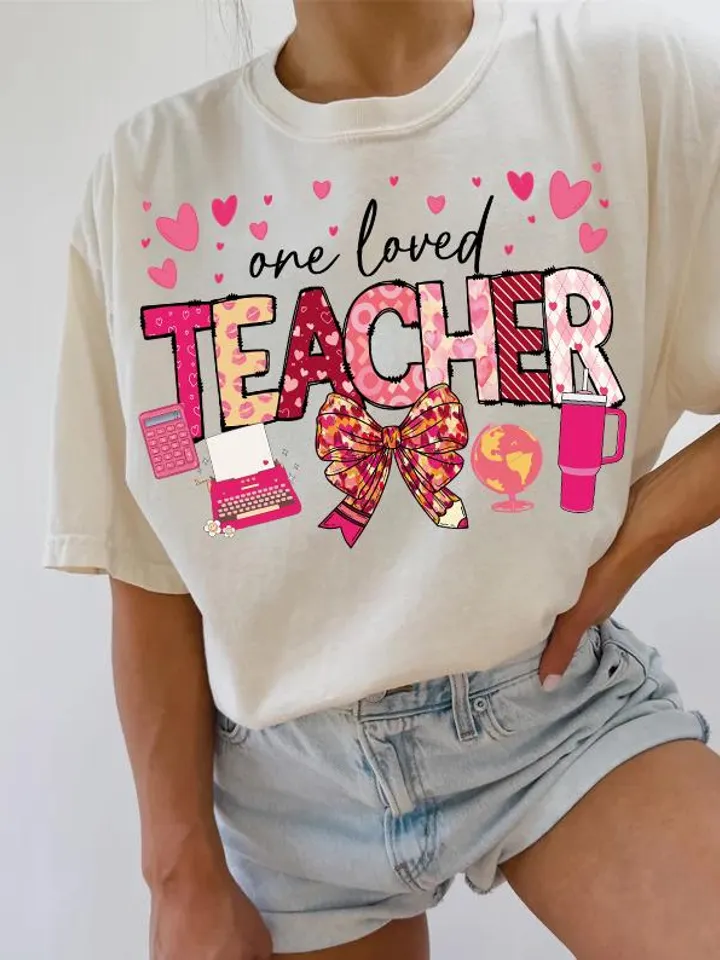 Teacher Valentine Png, Loved Teacher Png, Valentine's Day Teacher Png, Teacher Coquette Bow Png, Valentine Teacher Png, Retro Teacher Png