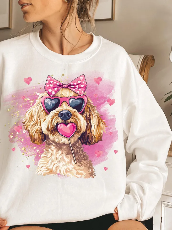 Goldendoodle Coquette PNG Coquette Valentines PNG Doodle Mom Coquette PNG Goldendoodle Sublimation Shirt Design Pink Dog Coquette Bow