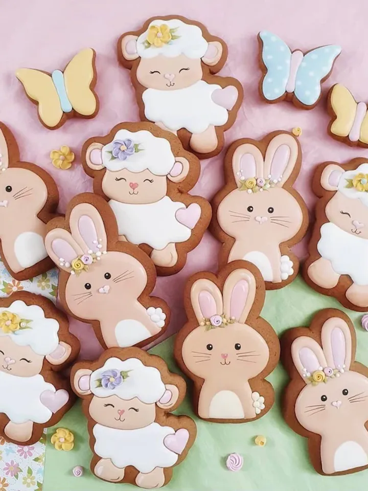 Easter bunny and the sheep cookie cutter Custom stamp for cake topper gingerbread decor cutters sugar cookies polimer clay