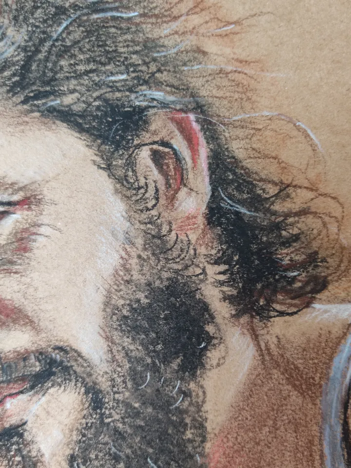 Portrait Of A Thoughtful Man. Original soft pastel painting.