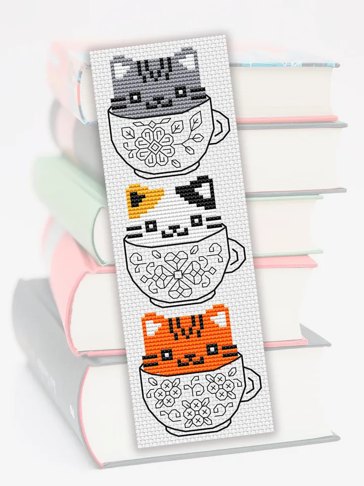 Kittens cross stitch bookmark pattern