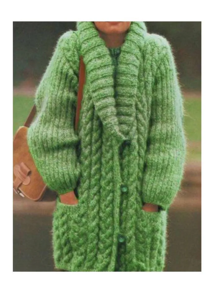 Cardigan Coat knitting pattern women ladies long cardigan chunky bulky yarn pdf instant download
