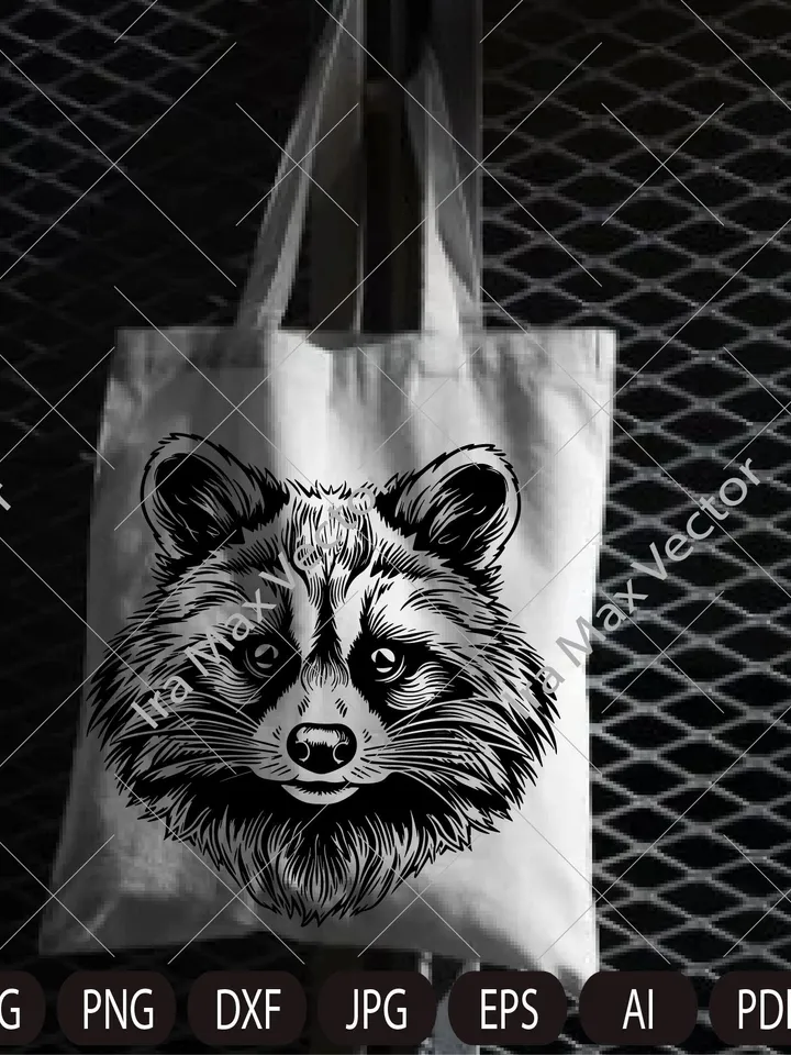 Raccoon Svg, Cute Raccoon Vector, Raccoon Cutfile,Raccoon head svg, Raccoon face svg,Tattoos, Stickers, Clothes, Home Decoration