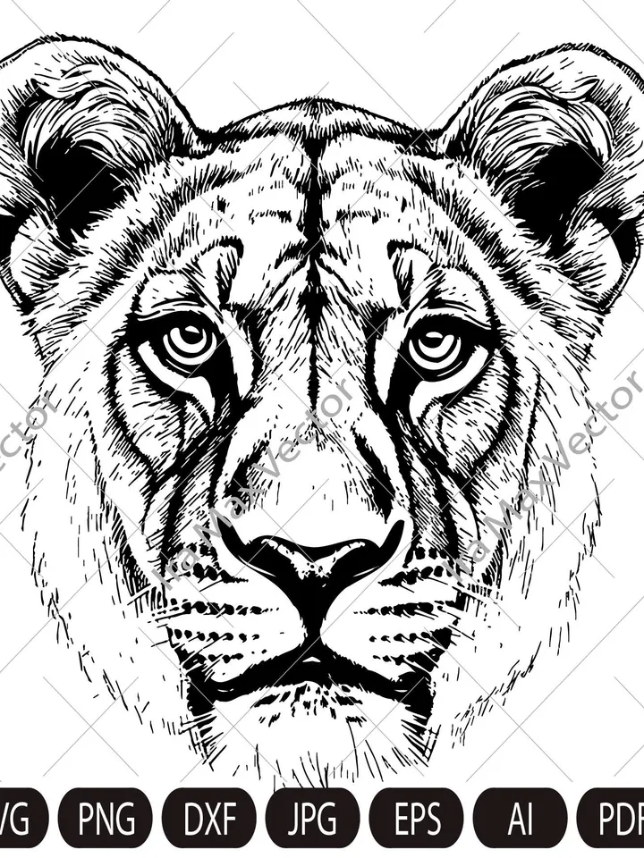 Lioness svg, Lioness head SVG, Lion face Svg, Wild cat Svg, Lion silhouette, Lioness portrait Svg, wild Lioness Svg, Lion clipart
