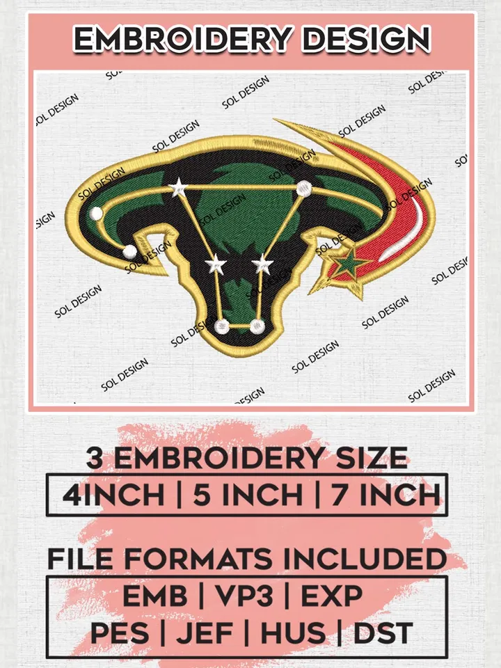 NHL Dallas Stars Head Mascot Logo Embroidery Designs, NHL Dallas Stars Team Logo Embroidery, Hockey Team Logo Emb Files, NHL Stars Machine embroidery Files, Digital Download