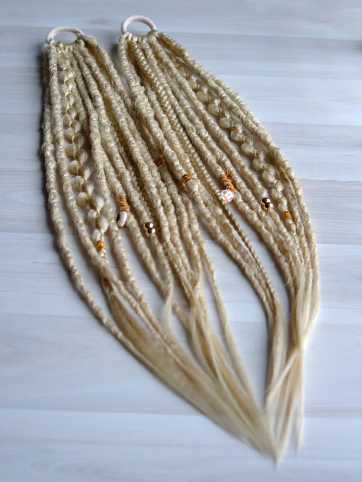 Ponytail blonde Summer Hair Synthetic Dreads on Hairband Dreadlocks Extensions Beach Hippie Boho Style Instant Extensions