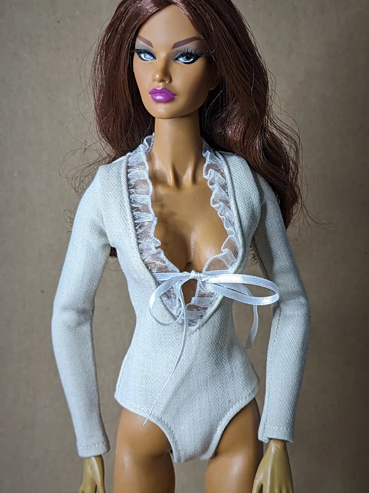 Handmade beige bodysuit for 16-inch Fashion Royalty dolls (FR16)