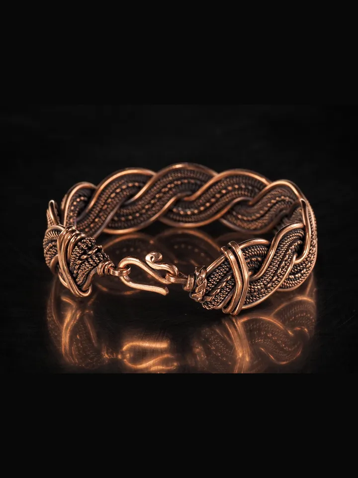 Copper wire wrapped bracelet for woman 7th Anniversary gift Small size bracelet