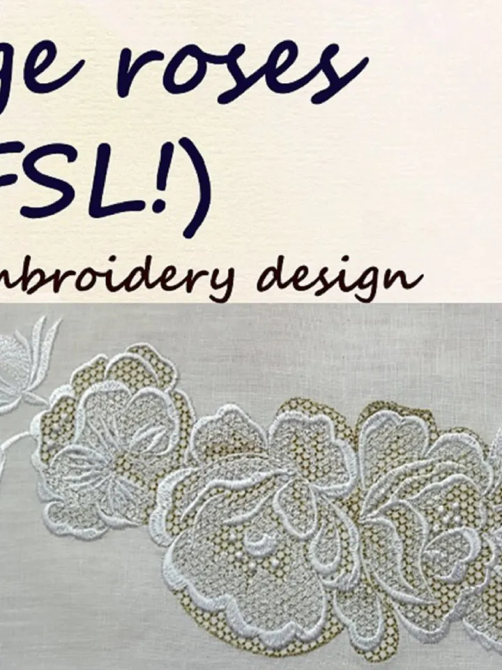 Vintage roses 6x10 not FSL Embroidery Design DIGITAL EMBROIDERY