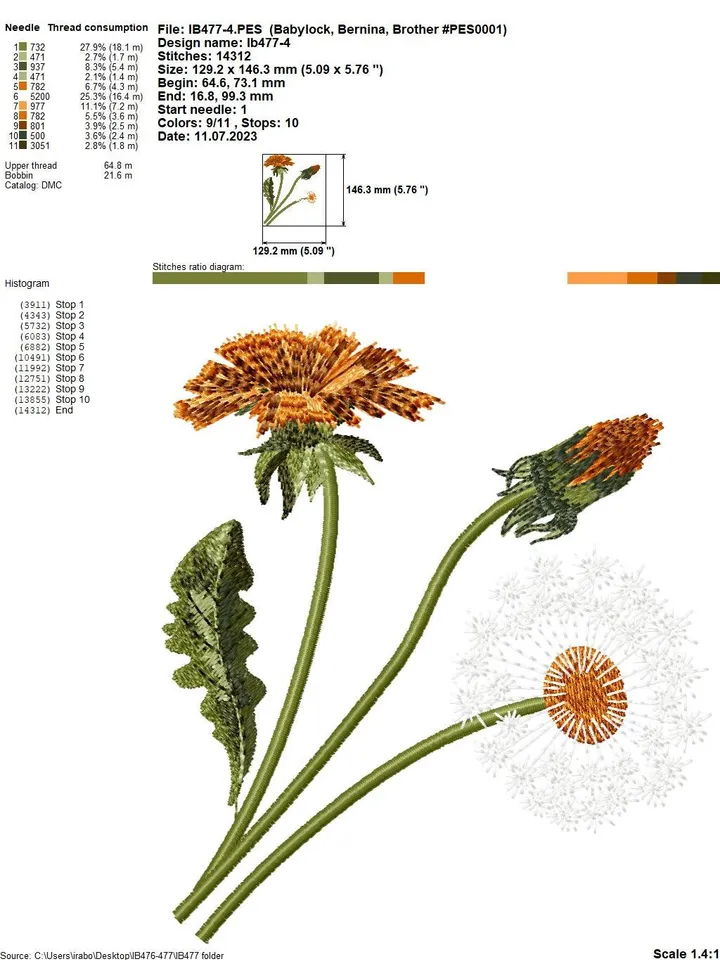 Dandelions set of 13 machine embroidery designs