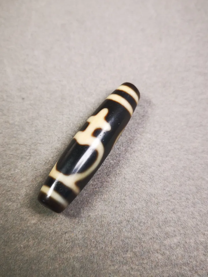 Gandhanra Antique Tibetan Dzi Bead, Ritual Vase Dzi Bead( 1.93" * 0.51"), Aquarius Dzi,Protective Amulet For Longevity