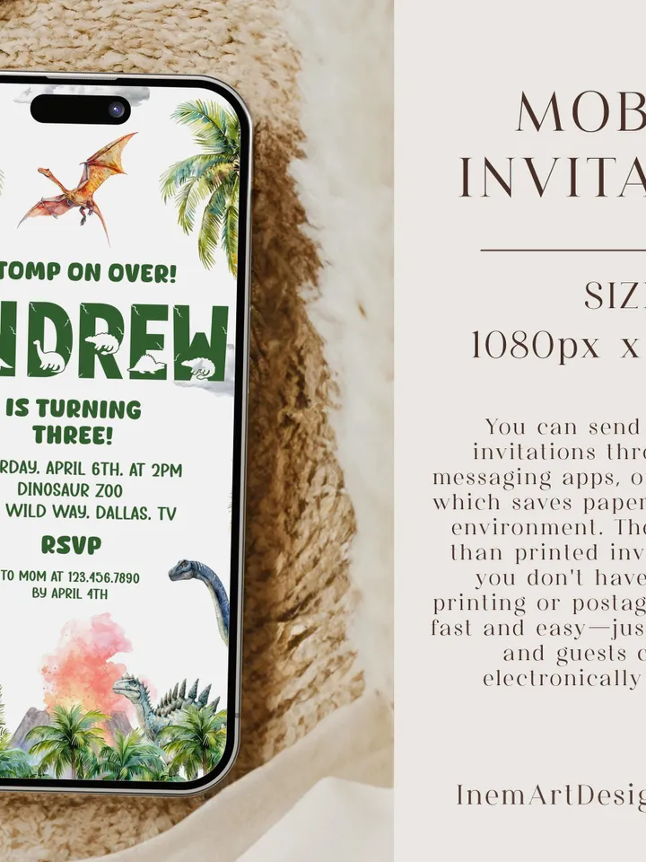 Dinosaur Birthday Invitation, Dinosaur Birthday Party Invite Template, Stomp on Over Dino Birthday, Boy Birthday Invitation Canva Template