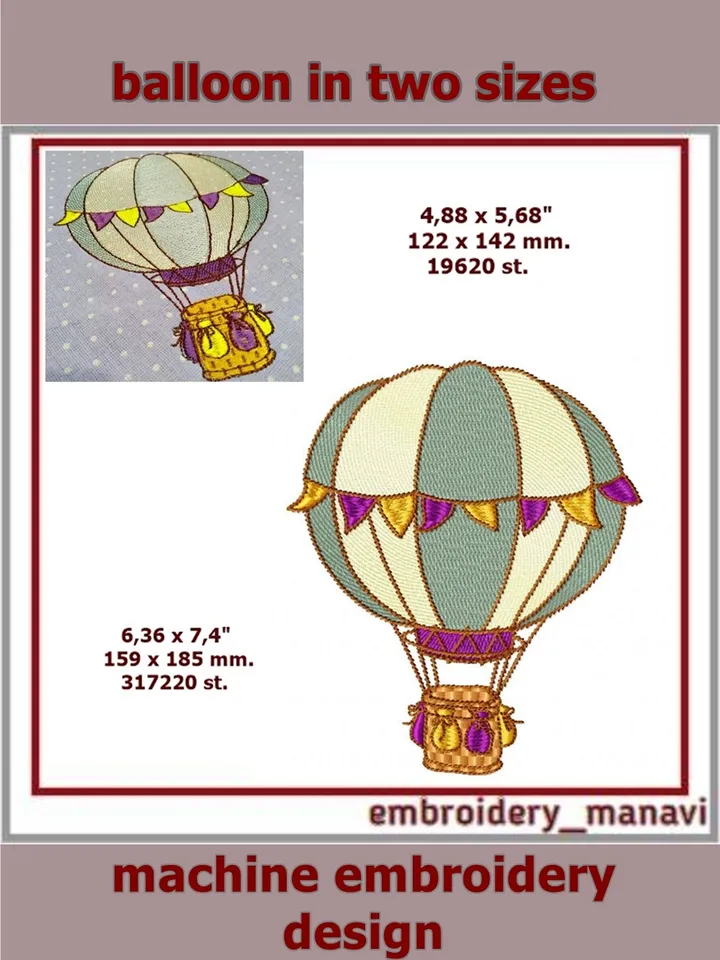Free Embroidery design air balloon Children embroidery