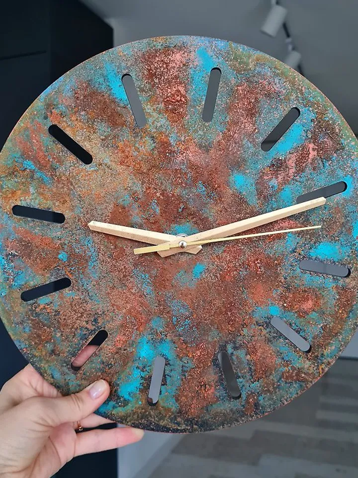 Retro wall clock Unique art rusty color wall clock Texture clock Silent clock