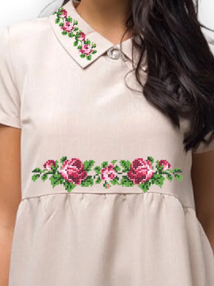 Roses cross-stitch set patterns machine embroidery designs digital embroidery pattern clothing décor embroidery motif flower embroidery