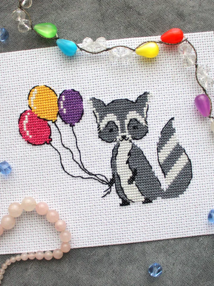 Cross stitch pattern Raccoon, simple cross stitch pattern for beginners