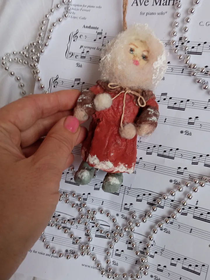 Adorable Mini Doll - Unique Handmade Christmas Ornament or Gift Free Shipping Spun cotton doll Christmas tree toy