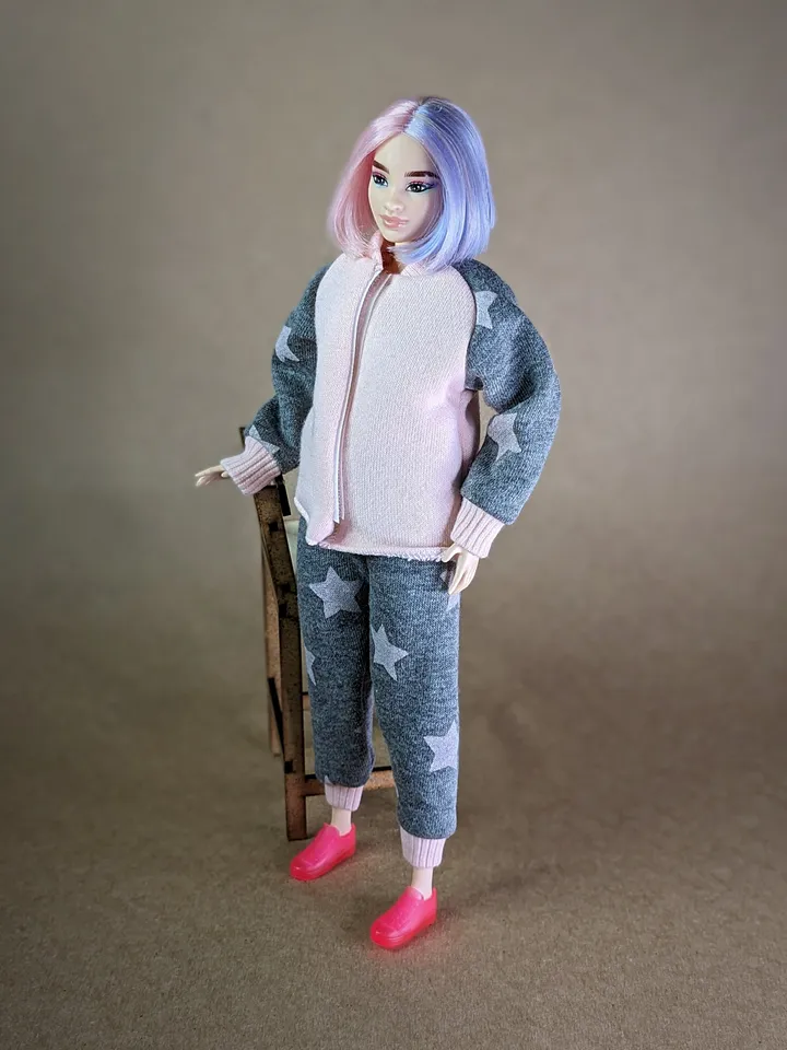 Handmade gray & pink sport set for 1/6 scale (11.5 Inch) girl doll