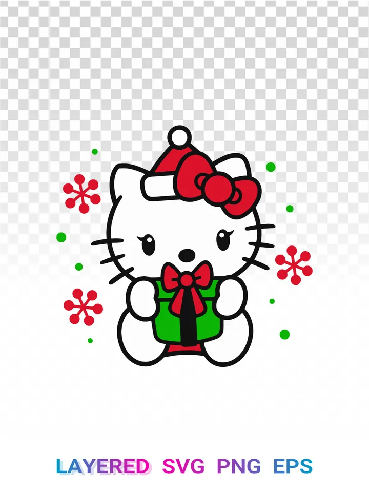 🎁 Hello Kitty Christmas Present SVG PNG Cricut