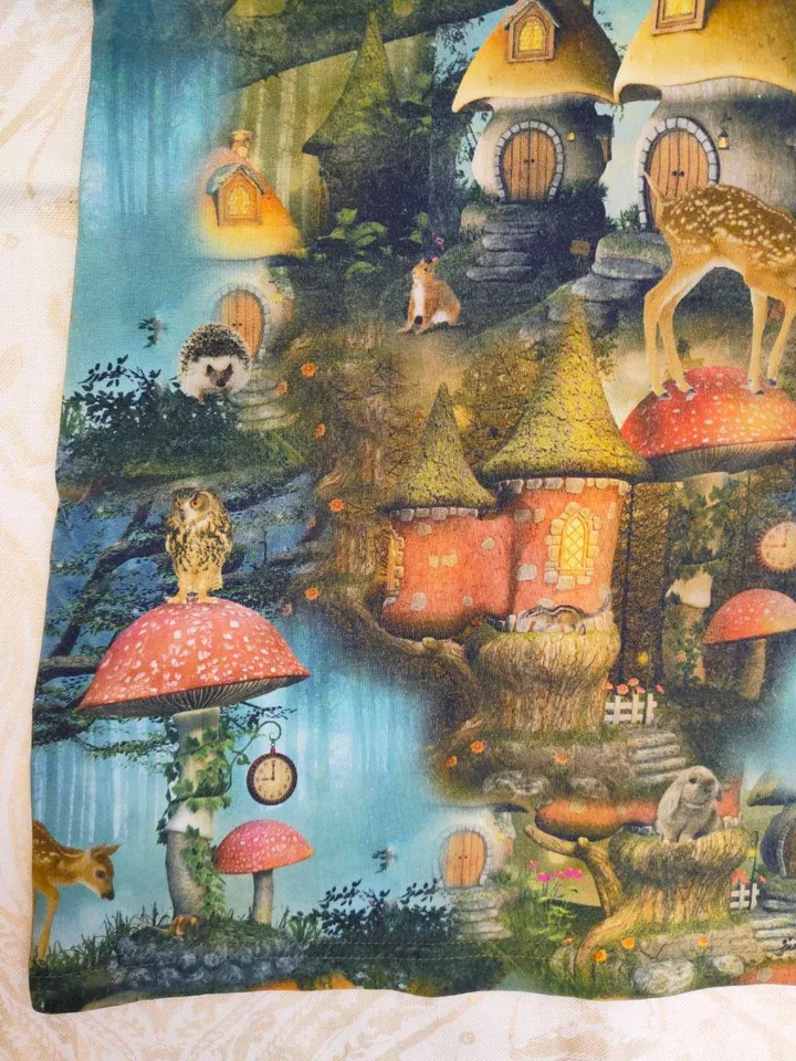children's t-shirt with mushrooms,shrooms,vintage t-shirt, fly mushroom textile,forest jersey,forest story,t-shirt 134cm,forest grebe