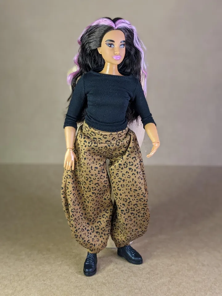 Handmade leopard printed hippie pants for 1/6 scale fashion female dolls