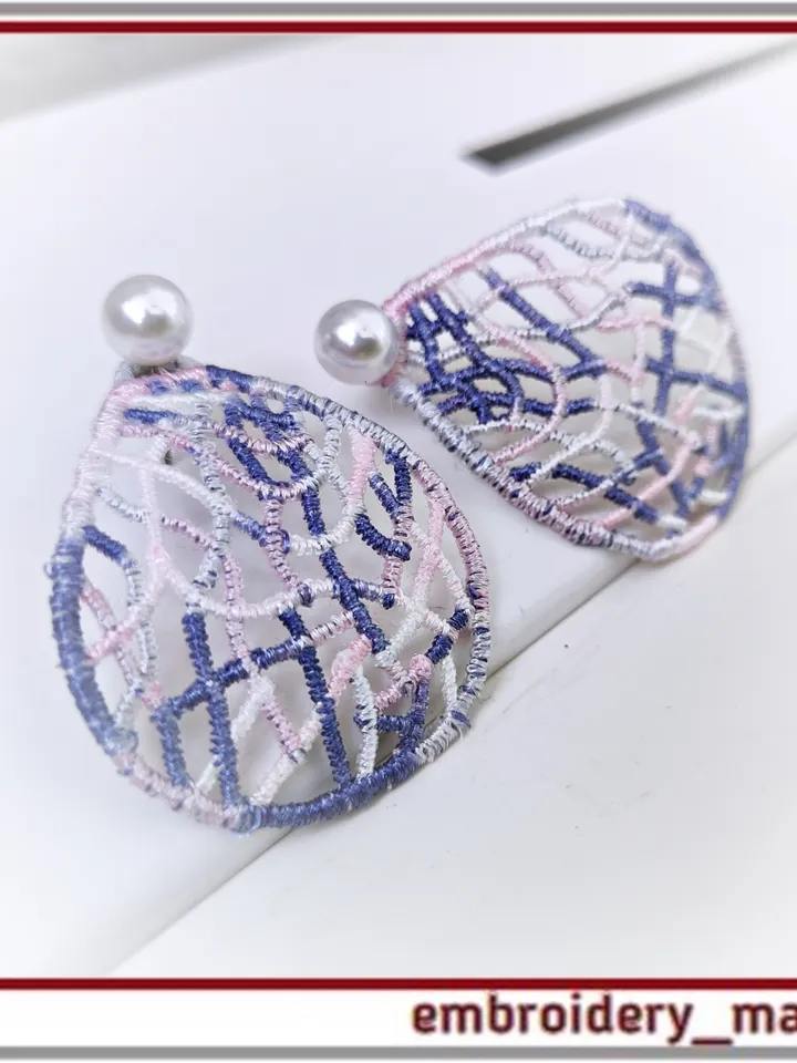 In The Hoop FSL earrings fancy shape Machine embroidery design