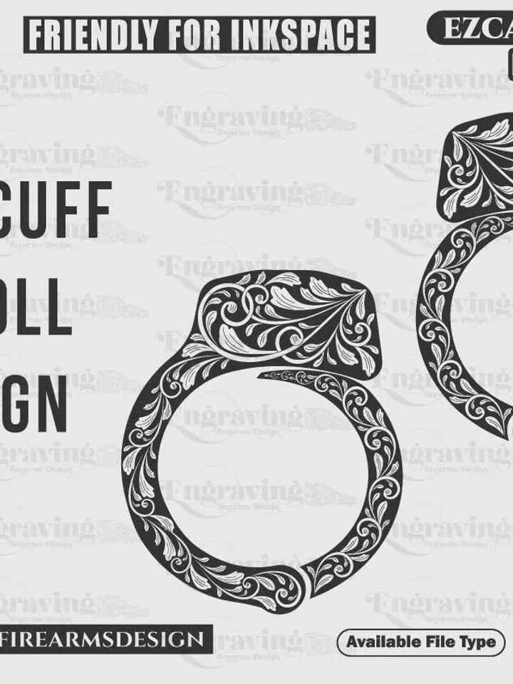 Handcuff S&W M100-1 Scroll Design svg,lasercut,laserengraving,fiberlaser,engravingfiles,laserpattern,engravingdesign,engravingpattern