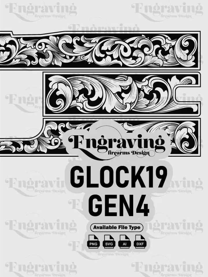 Glock19 Gen4 Engraving Design | Glock19Gen4 | Vector File Bundle for Laser Engraving Svg