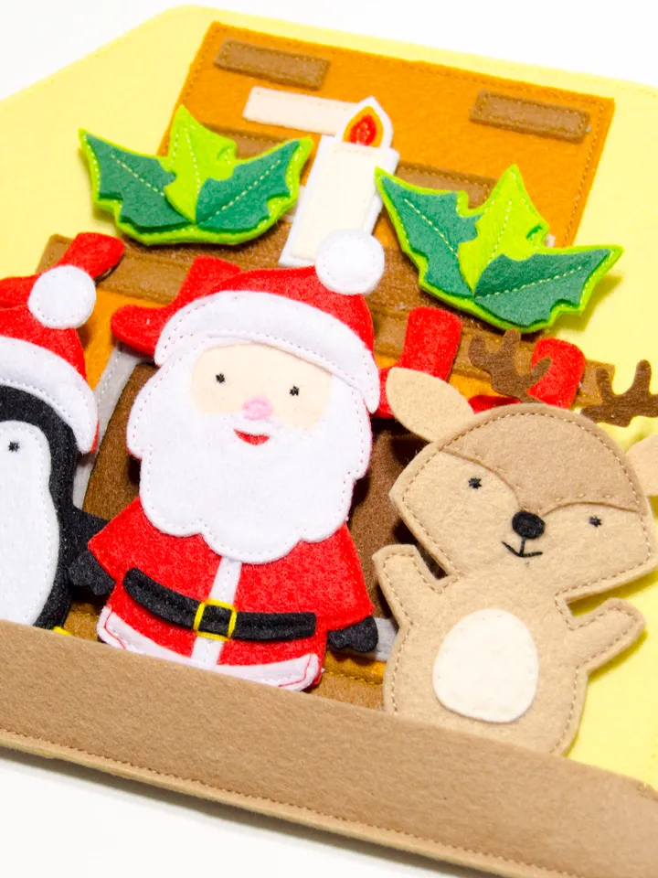 Christmas house with finger puppets. Quiet book