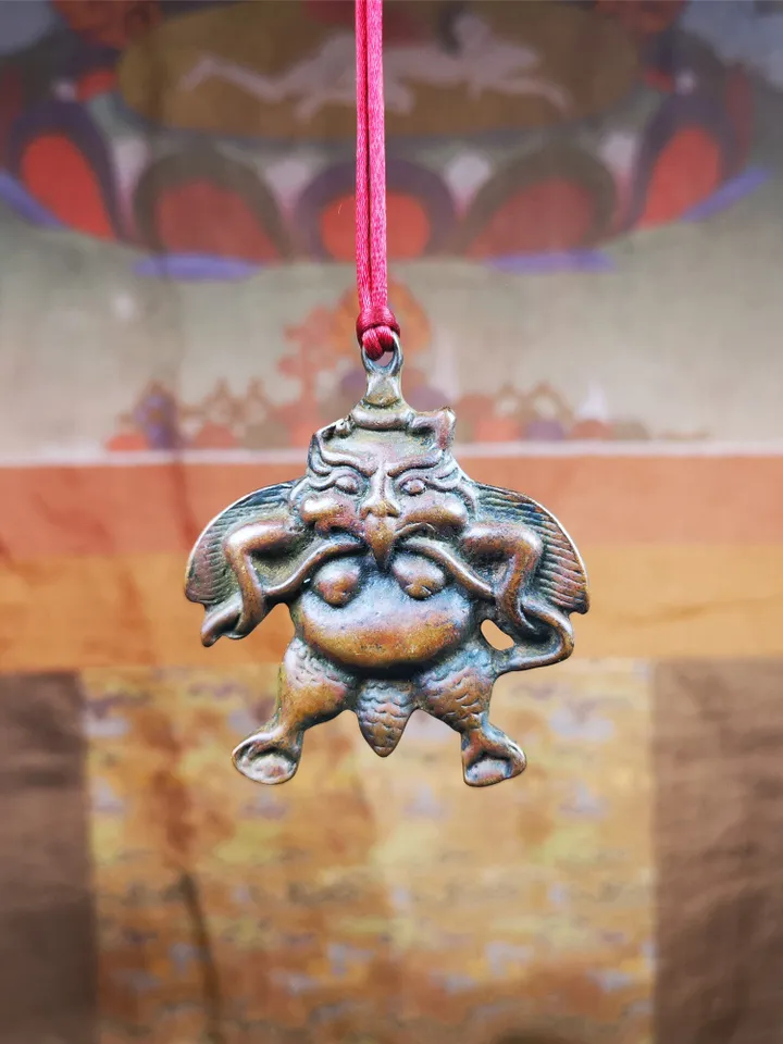 Gandhanra Antique Tibetan Buddhist Amulet,Garuda,Garula,Suparna,Golden-winged Bird Pendant,Made of Red Copper,2.16"