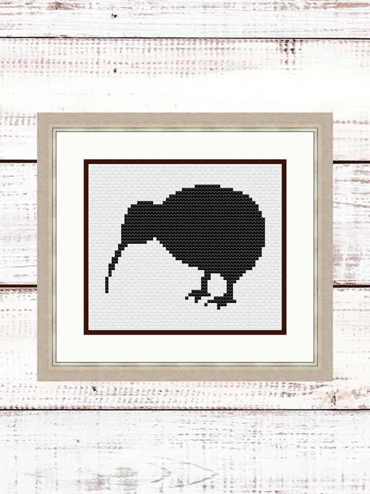 Kiwi Cross Stitch Pattern, Silhouette Cross Stitch, New Zealand Bird Pattern, Cute Kiwi Bird, Kiwi Pattern, Kiwi Xstitch