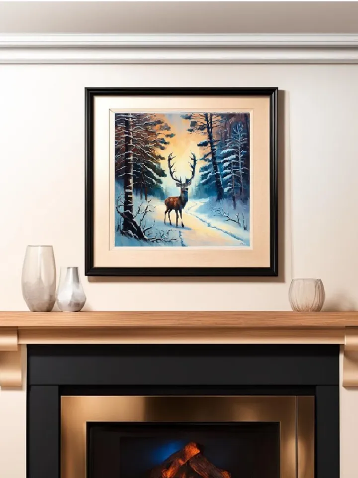 Digital Art. Winter Wonderland: Digital Deer Painting