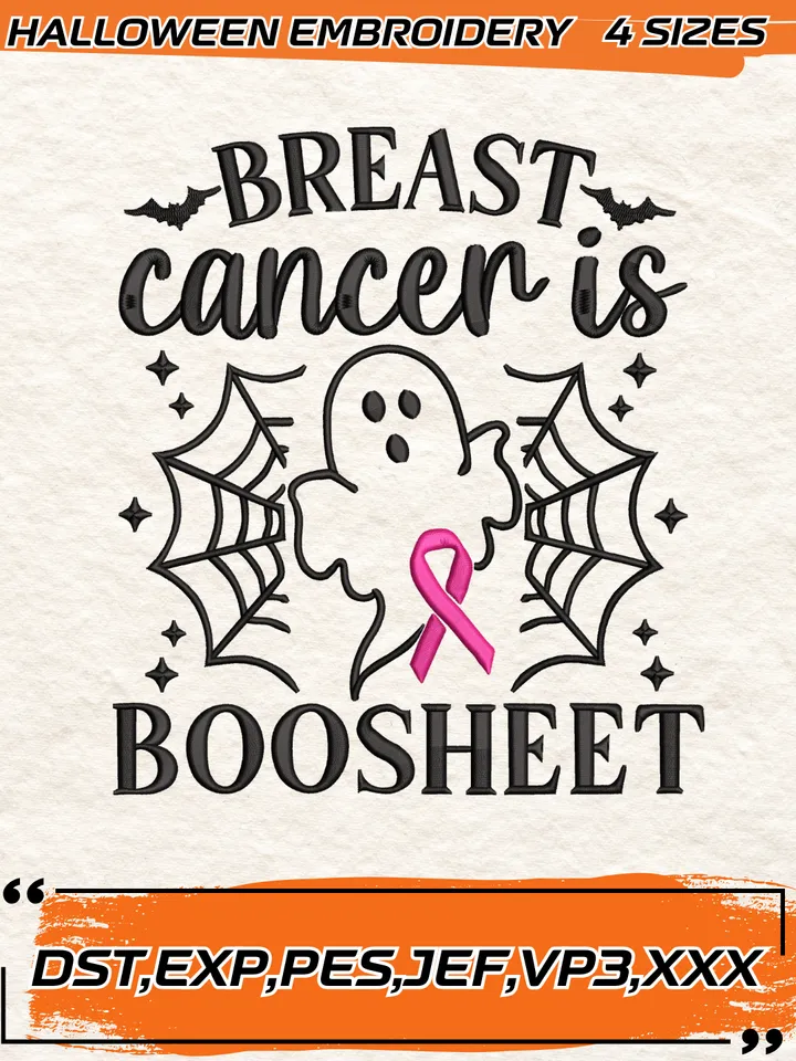 Boo Sheet Breast Cancer Awareness Embroidery, Funny Boo Halloween Embroidery,4 Sizes, Digital Download