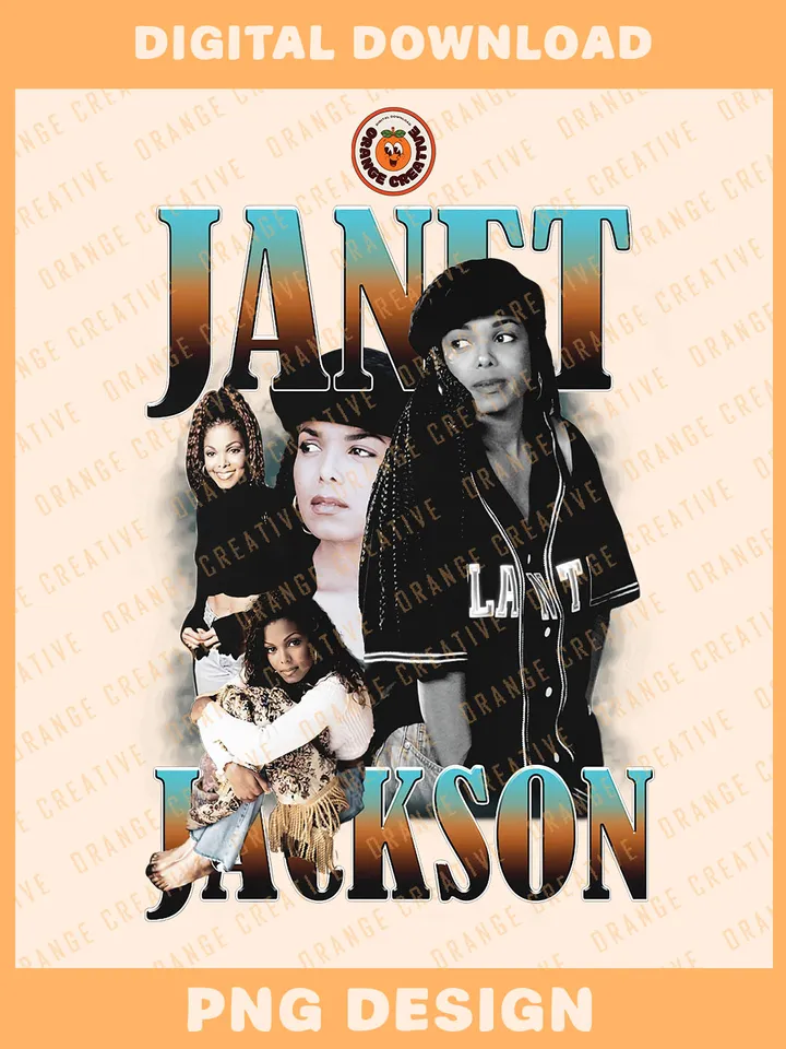 Janet Jackson Rap Bootleg T-shirt PNG, 90s Bootleg Template, Graphic Janet Jackson PNG Files, Custom Bootleg Hip Hop Rap Tee, Digital Download