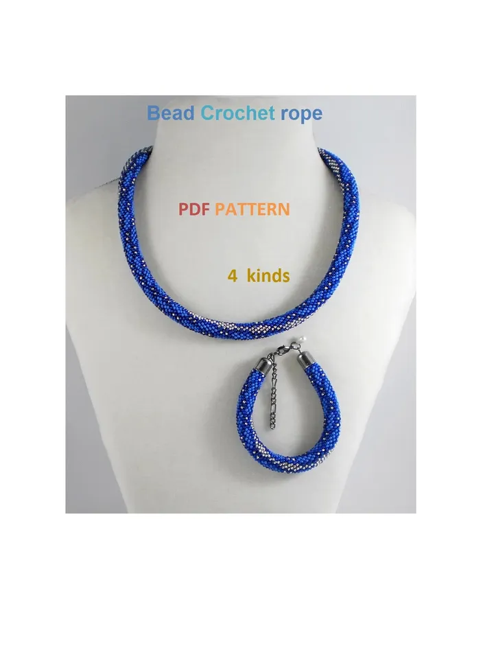 Bead Crochet Rope Necklace Bracelet patterns, pattern seed beads DIY, bead jewelery, Instant Download, PDF patterns