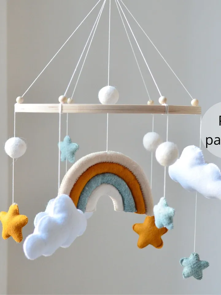 PDF Baby mobile pattern Rainbow, DIY nursery mobile, Boho nursery decor, New mom gift, Baby shower gift