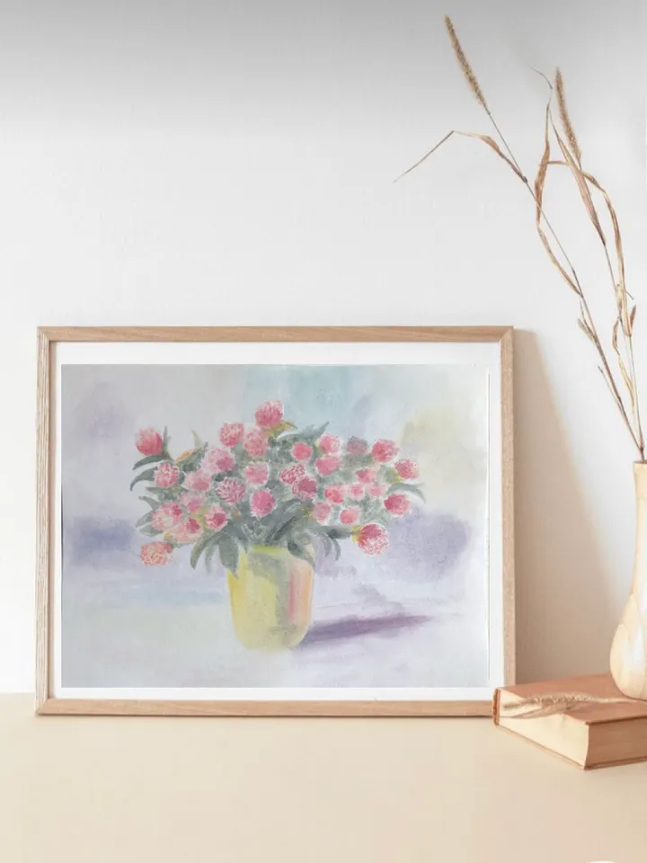 Bouquet of clover original watercolour painting wall art flowers modern painting hand painted paper size 7x9 inches