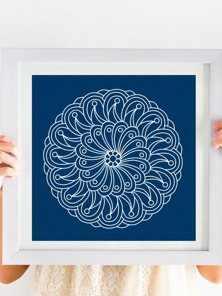 Floral mandala blackwork pattern PDF download Backstitch chart Mandala ornament, Blackwork mandala embroidery PDF, Mandala cross stitch #W40