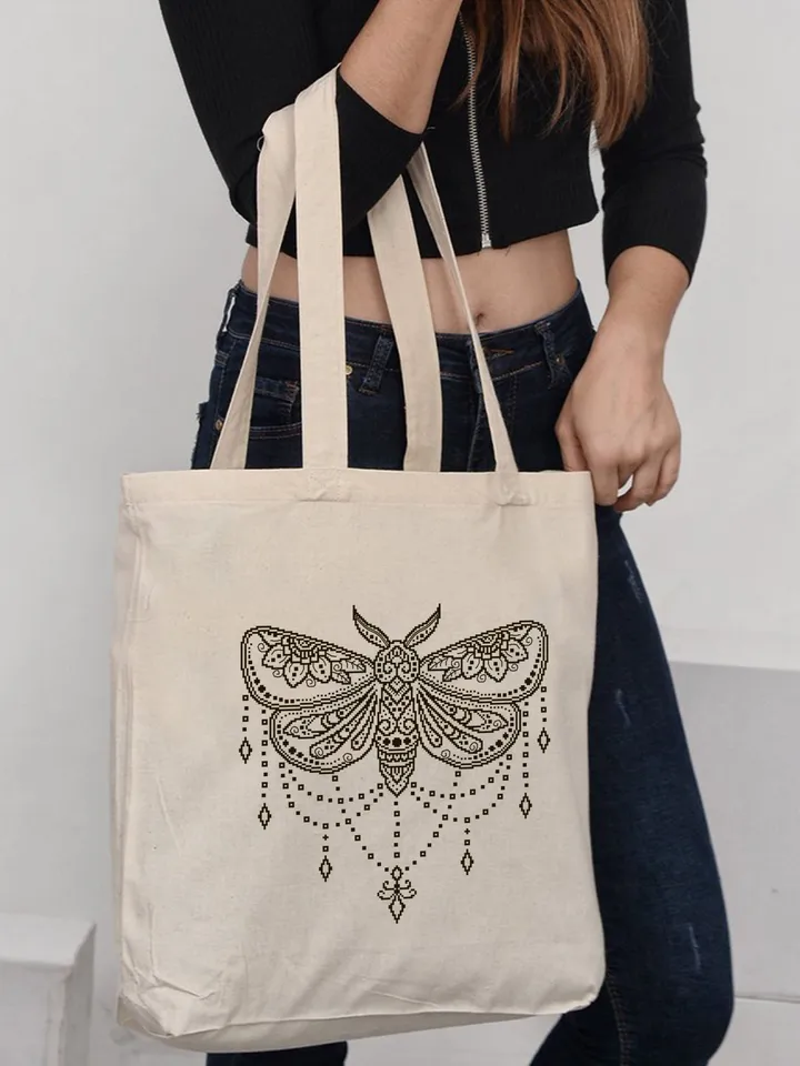 Mandala butterfly cross stitch pattern PDF download Moth cross stitch chart, Monochrome moth pattern, Flower mandala embroidery PDF #M225