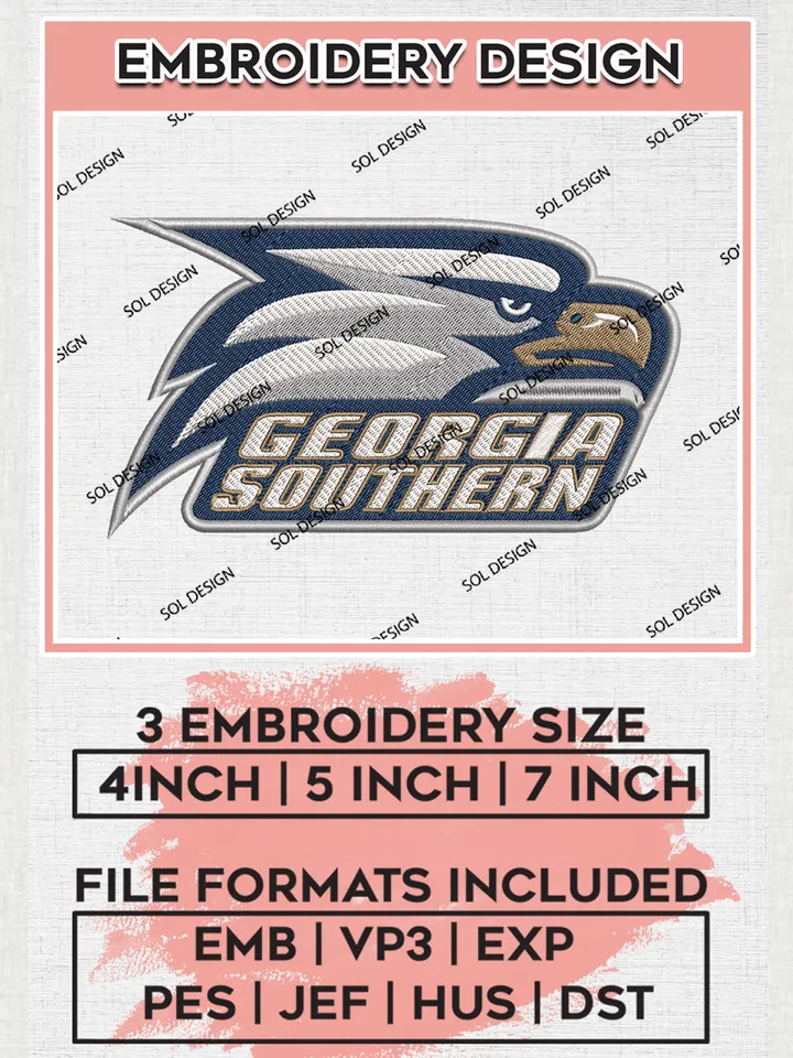 Georgia Southern Eagles Logo Machine Embroidery Design, NCAA Georgia Southern Eagles Embroidery Design Design files, NCAA Embroidery Designs, NCAA Machine Embroidery Designs, Digital Download