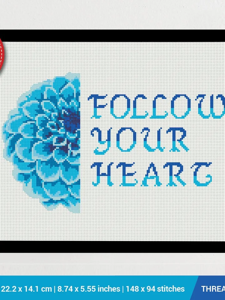 Blue Flower Cross stitch pattern | Embroidery Pattern | Instant Download | Embroidery Designs