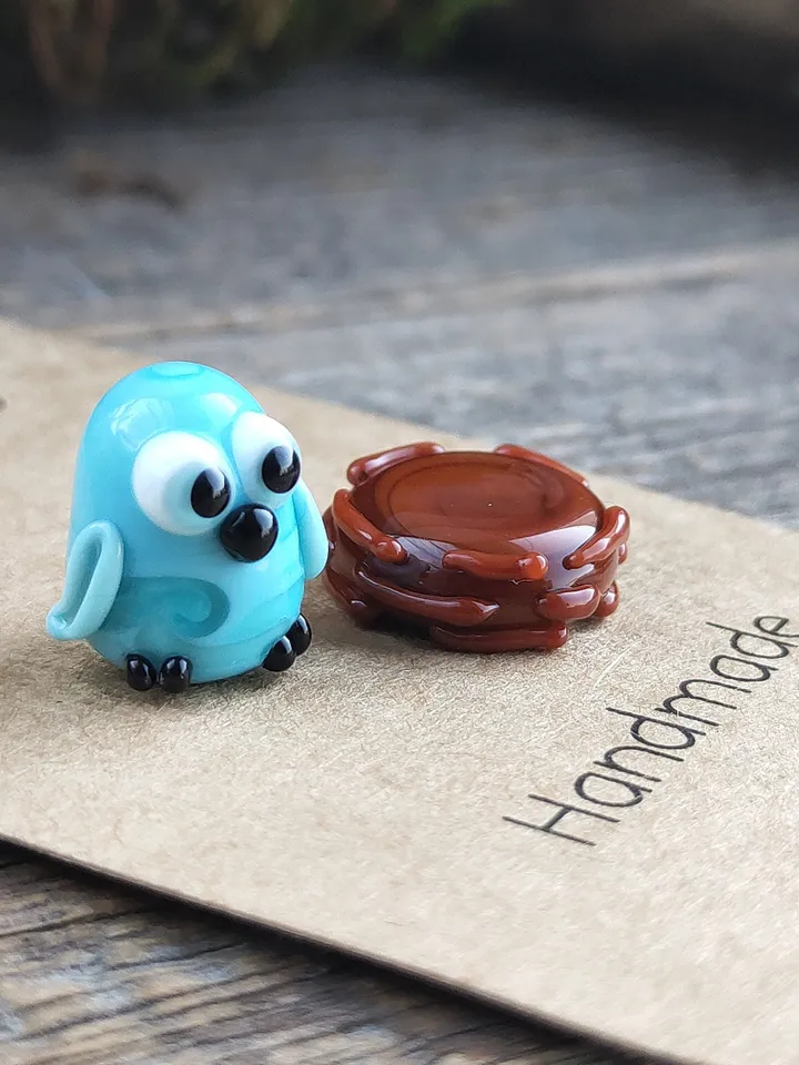 GLASS FIGURINES Tiny owl Miniature owl figurine Glass owl gifts Small owl sculpture Preschool graduation gifts Terrarium decoration