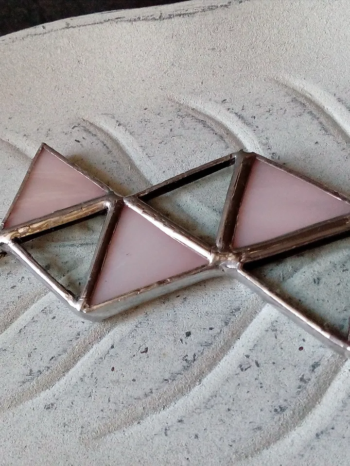Glass geometric pendant, Origami pink necklace, triangular necklace, stained glass cute necklace, transparent pendant