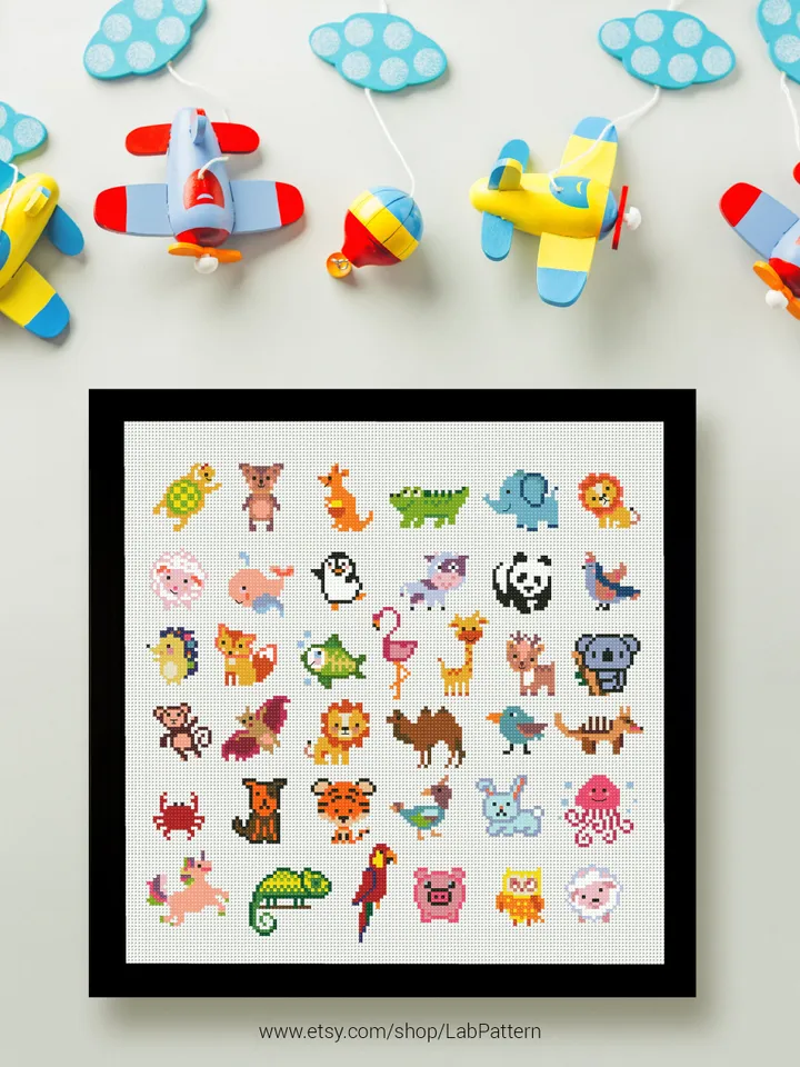 Mini Animals Set Cross stitch pattern | Embroidery Pattern | Instant Download | Embroidery Designs