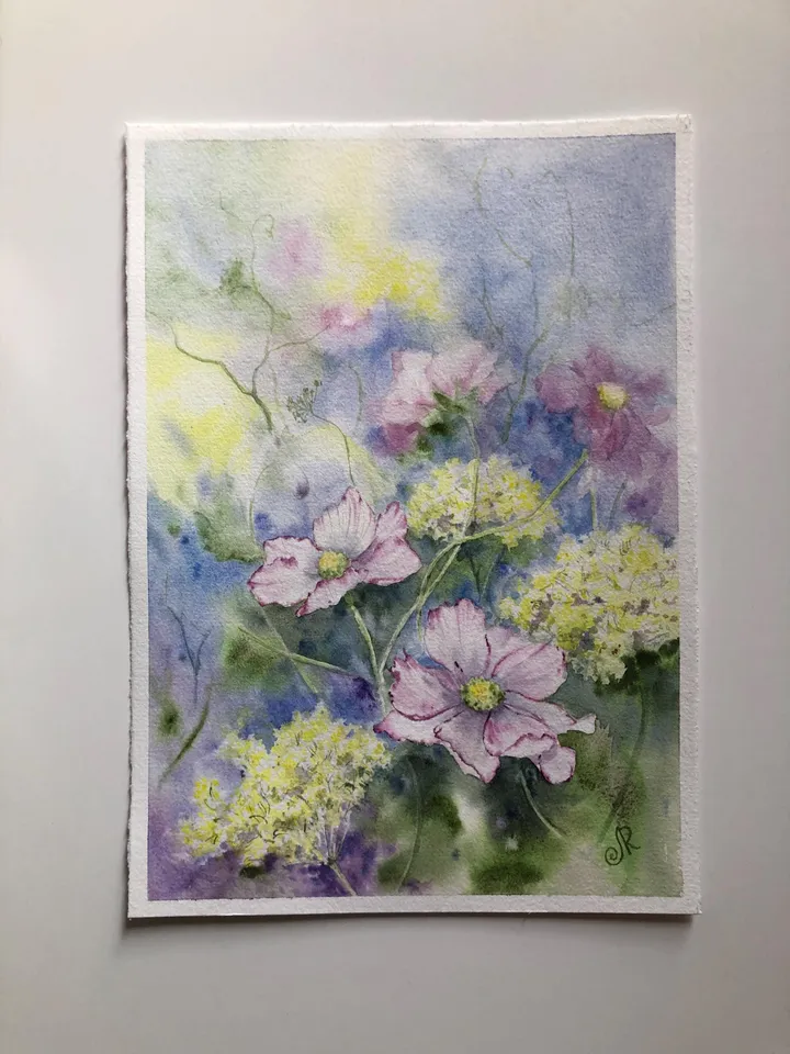 Flowers Original Painting Wildflowers Watercolor Floral Wall Art Meadow Painting