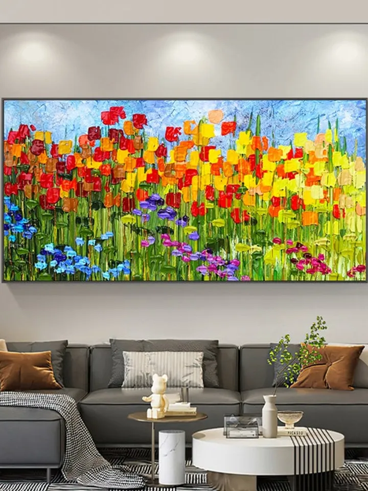 Original Painting On Canvas, Large Wall Art, Boho Wall Décor, Colorful Flower Oil Painting, Home Decor,Modern art,Abstract Art,Bedroom Decor