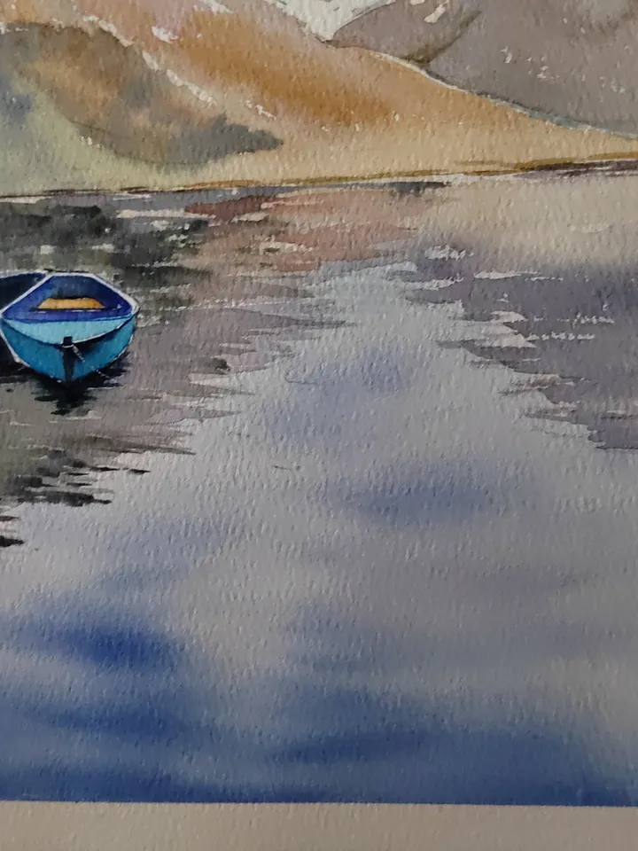 Mountain Lake Painting Lake Landscape Art House on the Lake Artwork Original Watercolor Painting 11.81x15.74 in by SoftWaves