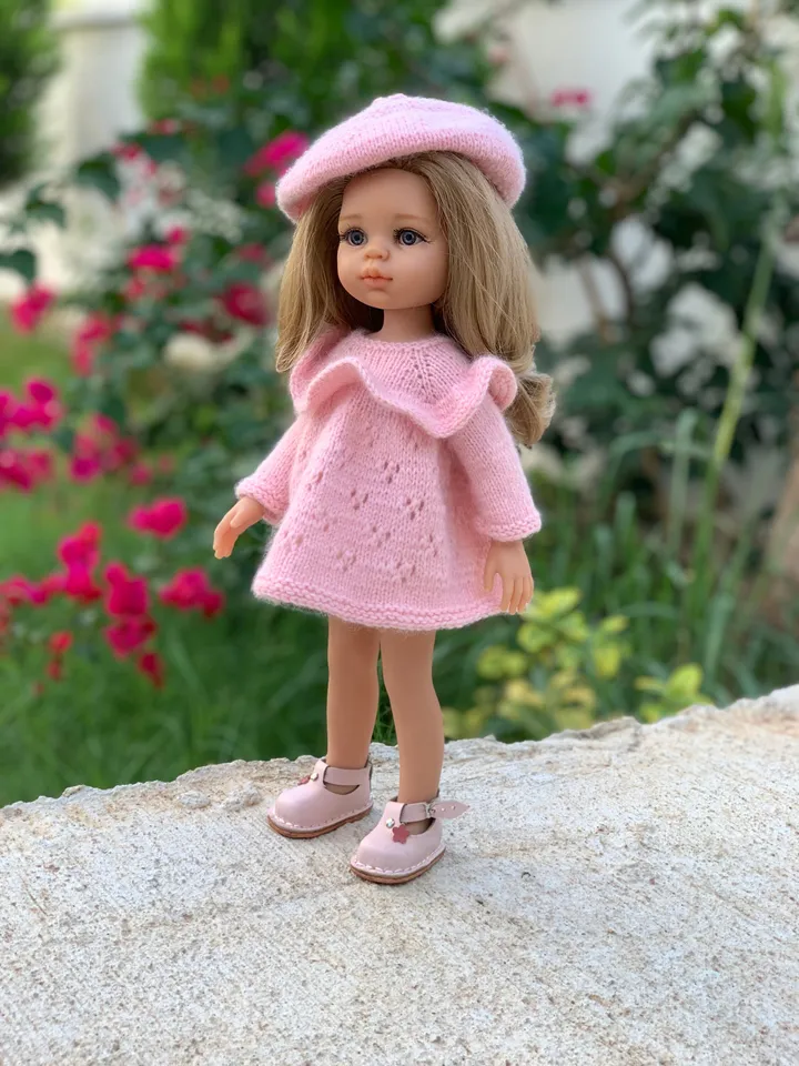 PDF Knitting Pattern Tutorial Dress with Flounce for Paola Reina doll (12&quot;/32 cm) eng