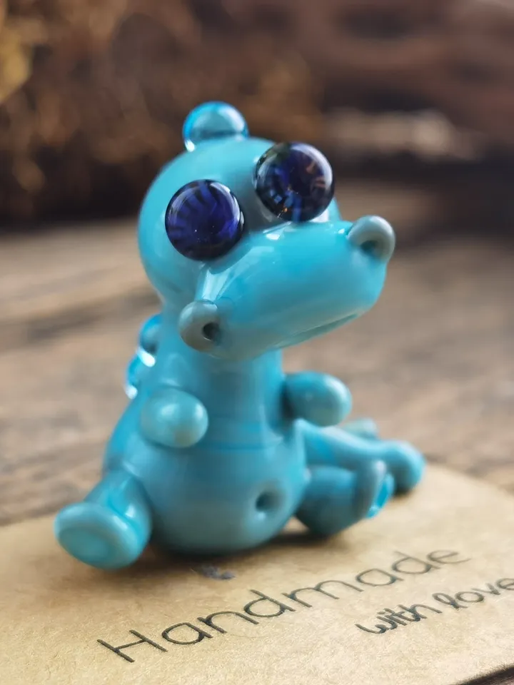 DINOSAUR ORNAMENTS Dinosaur figurine Glass dinosaur decor Miniature Dinosaur gift Dino figurine Glass figurines Tiny glass animals Dragon